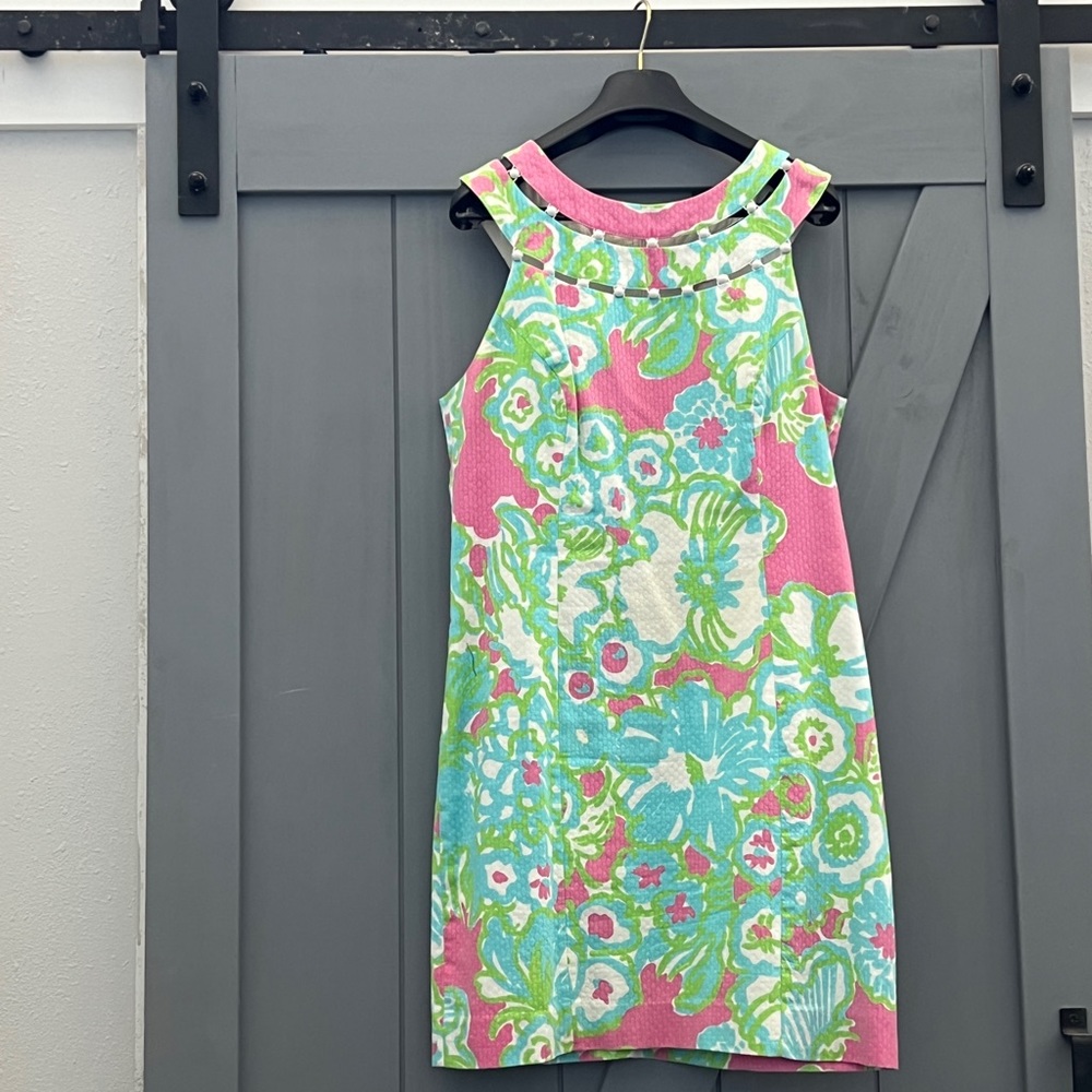 Vintage first generation Lilly Pulitzer green and pink pearl dress